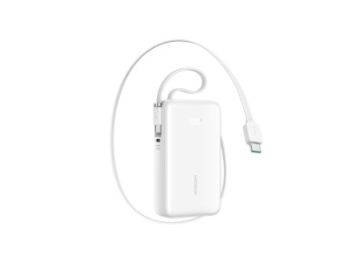 Joyroom JR-PR2 35W 10000mAh Power Bank with Retractable USB-C Cable and Built-in Lightning Cable - W