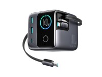 Joyroom Podix JR-TRD01 GaN 140W Desktop Charger with 5 Ports and Dual Retractable Cables - Gray