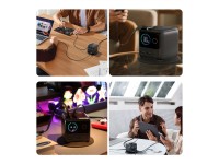 Carregador de mesa Joyroom Podix JR-TRD01 GaN de 140 W com 5 portas e dois cabos retr�teis - Cinza