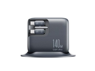 Joyroom Podix JR-TRD01 GaN 140W Desktop Charger with 5 Ports and Dual Retractable Cables - Gray