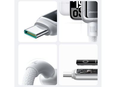Joyroom S-A55 StarFlight 100W USB-C - Cable USB-C de 1,2 m - Blanco
