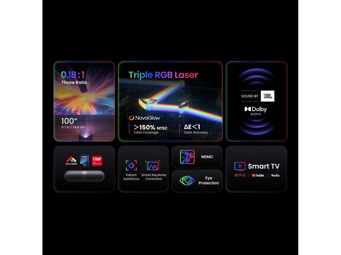 Proyector láser multimedia Yaber K300s RGB FullHD 1080p con altavoces JBL - Negro