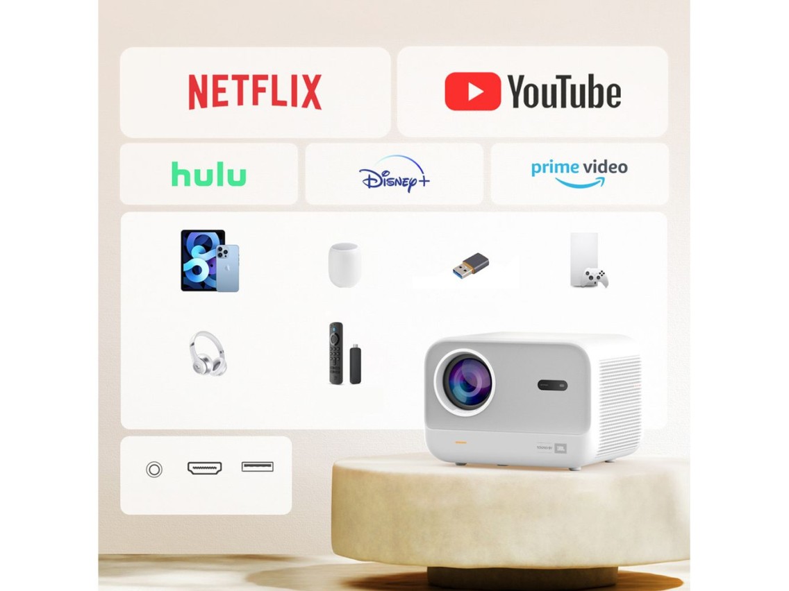 Projetor multim�dia Yaber L2s LCD FullHD 1080p com alto-falantes JBL - Branco