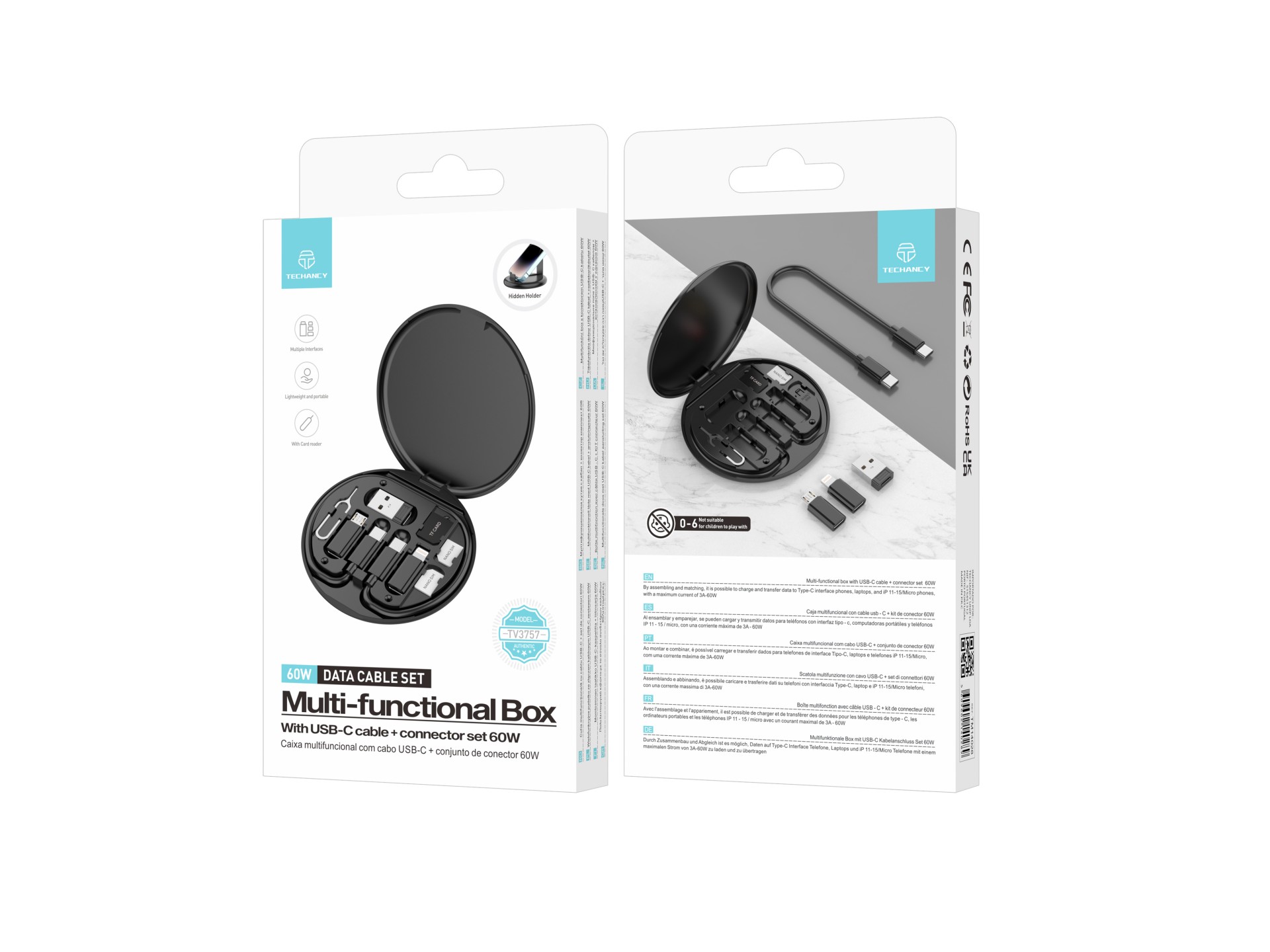 Techancy Multifunction OTG Data Cable Kit TV3757, Multiple Combinations for Combining, Charging and