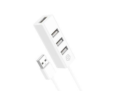 Concentrador USB Techancy TV3745 blanco de 4 puertos para conectar varios dispositivos externos simu