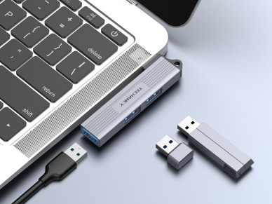 Techancy Hub 3 em 1 USB-A para USB 3.0 KT2906 , compat�vel com Mac OS/iPad OS/Windows, taxa de trans