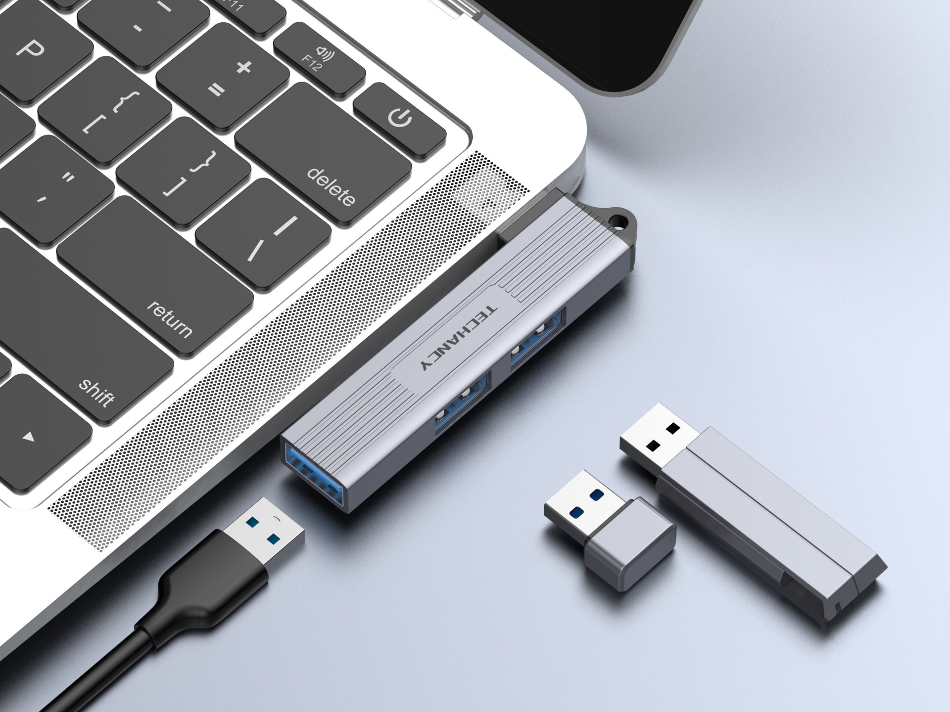 Techancy USB-A a USB 3.0 3 en 1 Techancy KT2906, compatible con Mac OS/iPad OS/Windows, velocidad de
