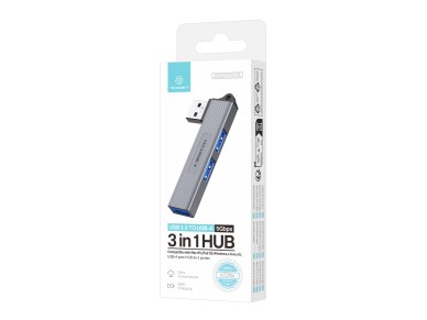 Techancy Hub 3 em 1 USB-A para USB 3.0 KT2906 , compat�vel com Mac OS/iPad OS/Windows, taxa de trans