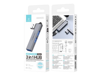 Techancy Hub 3 em 1 USB-A para USB 3.0 KT2906 , compat�vel com Mac OS/iPad OS/Windows, taxa de trans