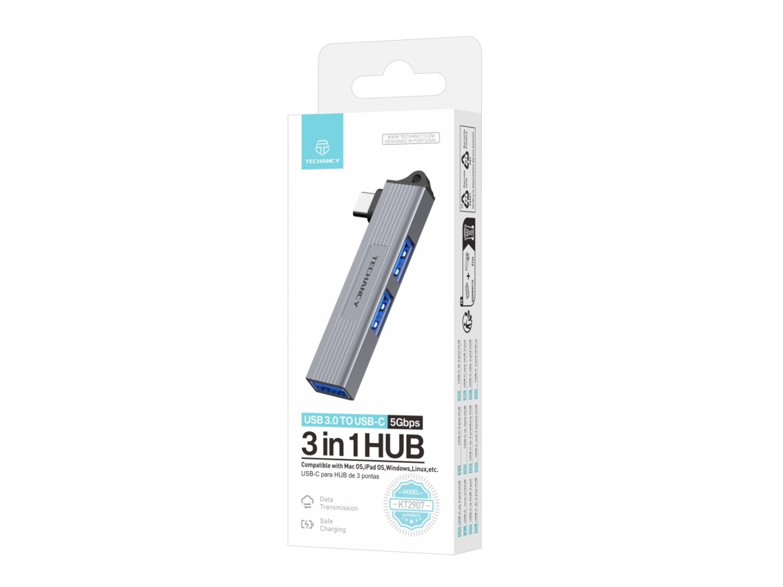 Techancy USB-C Hub to 3-Port USB 3.0 KT2907, Compatible with Mac OS, Windows and Linux, 5Gbps Data T