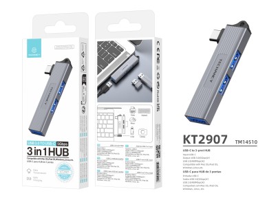 Techancy USB-C Hub to 3-Port USB 3.0 KT2907, Compatible with Mac OS, Windows and Linux, 5Gbps Data T
