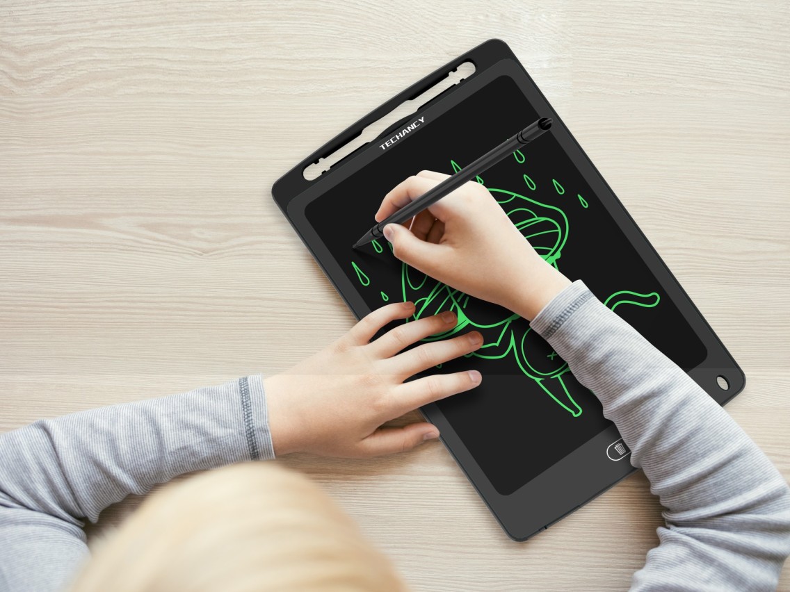 Techancy TY7902 10' Handwriting Drawing Tablet, LCD Drawing, Slim and Portable, One-Touch Erase, Bla