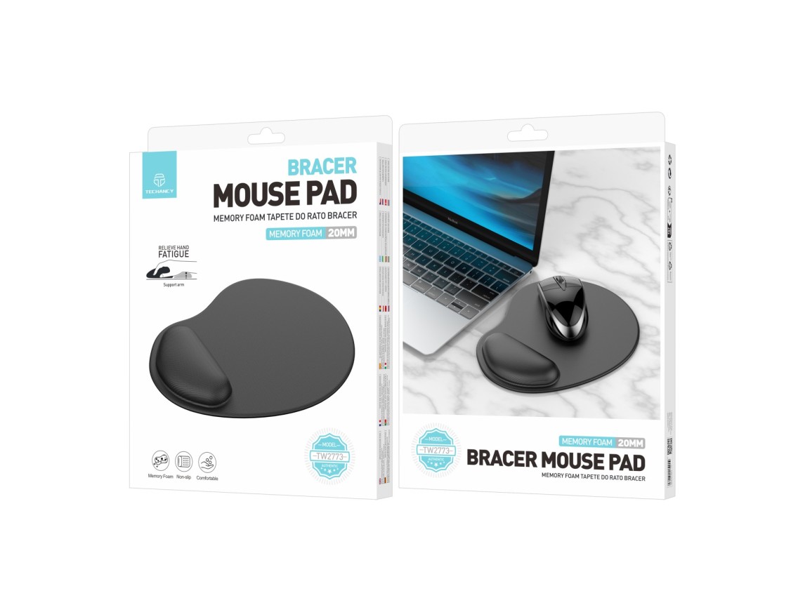 Techancy Tapete De Rato Com Apoio Para O Pulso TW2773 Preto, Alívio Da Fadiga No Escritório E Nos Jo