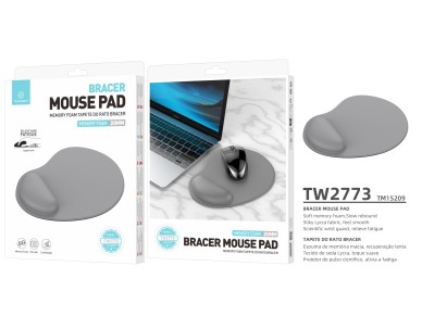 Techancy Mouse Pad with Wrist Support TW2773 Gray, Relief from Fatigue in Office and Gaming, Non-Sli
