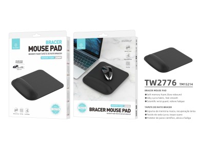 Techancy Black Mouse Pad TW2776, 20mm memory foam, ergonomic wrist support, comfort and fatigue reli