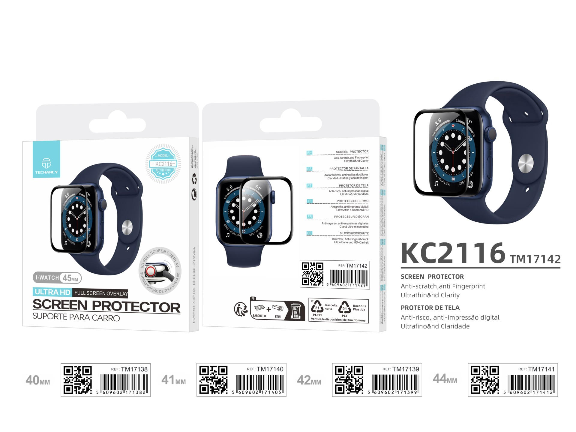 Techancy Screen Protector for Smart Watches KC2116, Compatible with Iwatch-45mm, Anti-Scratch, Ultra