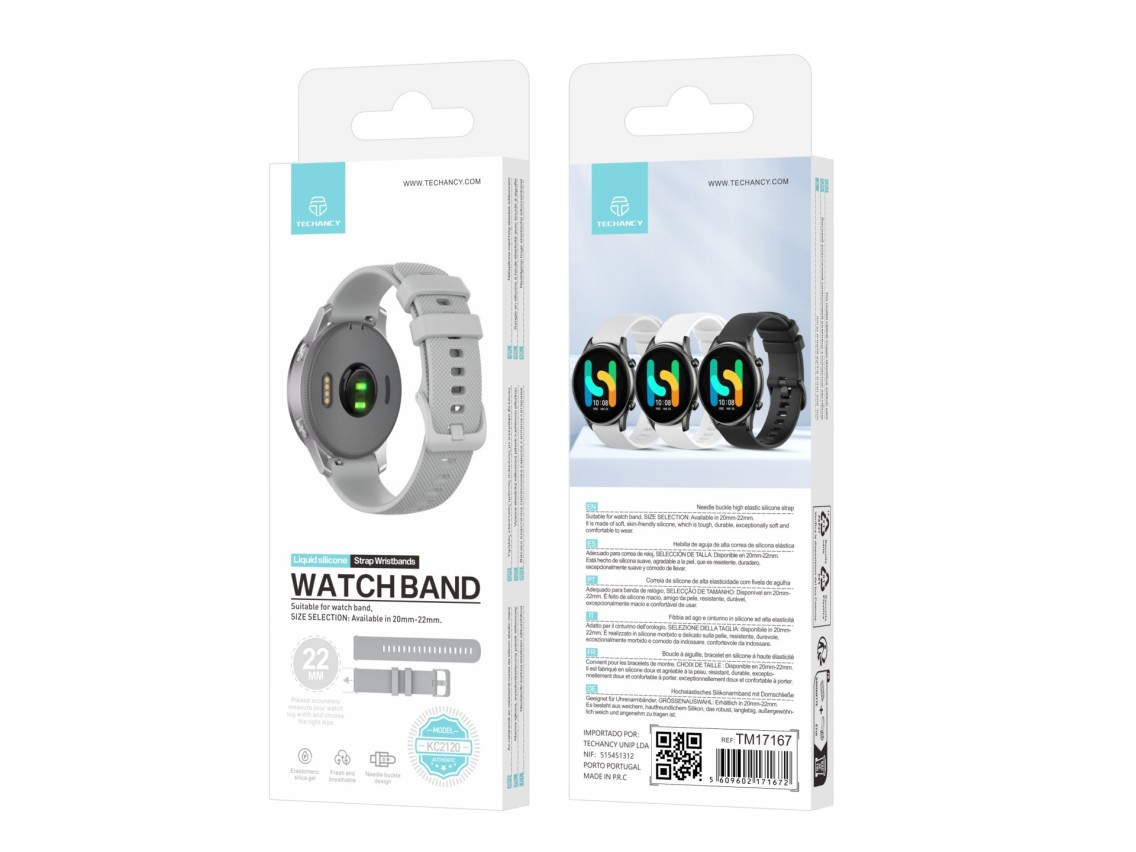 Techancy Bracelete Para Relógio Inteligente Cinzenta KC2120 De 22 Mm, Compatível Com Samsung Galaxy