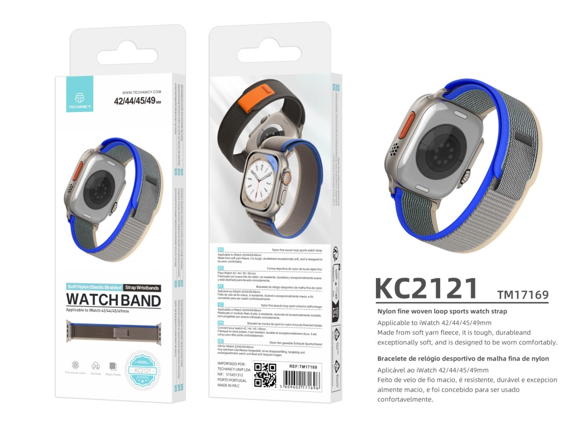 Techancy Faixa Desportiva Preta KC2121, Compatível Com Apple Watch Ultra 42 Mm/44 Mm/45 Mm/49 Mm, Ny