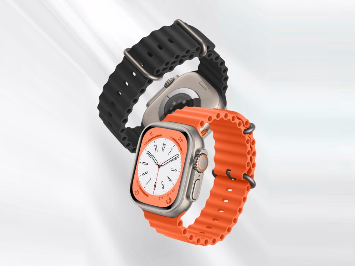 Techancy Black Silicone Strap KC2122, Compatible with Apple Watch 42mm/44mm/45mm/49mm, Soft Silicone