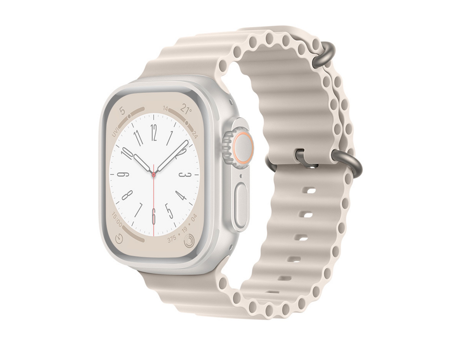 Techancy White Silicone Strap KC2122, Compatible with Apple Watch 42mm/44mm/45mm/49mm, Soft Silicone