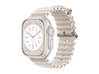 Techancy White Silicone Strap KC2122, Compatible with Apple Watch 42mm/44mm/45mm/49mm, Soft Silicone