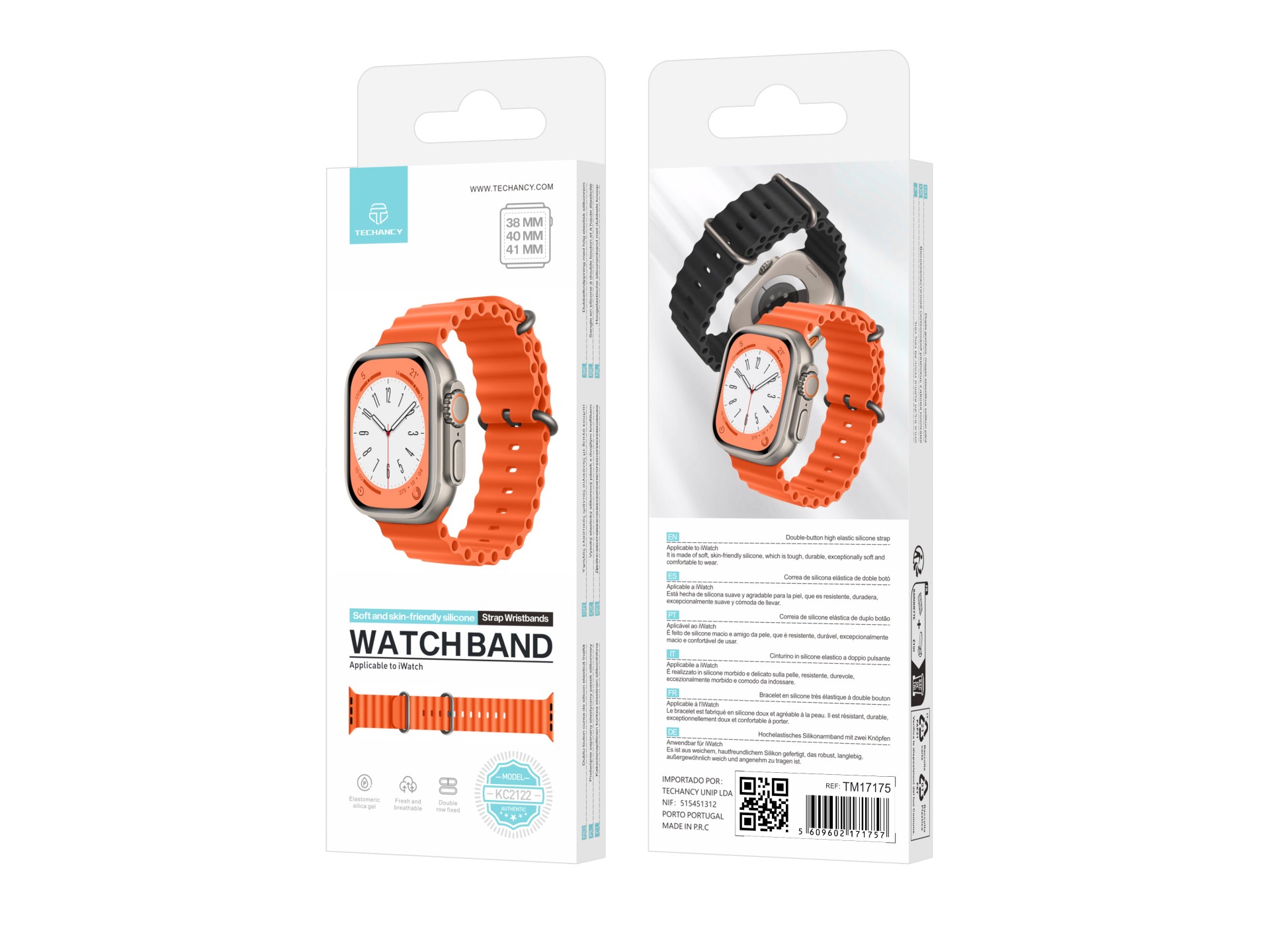 Techancy Orange Silicone Strap KC2122, Compatible with Apple Watch 38mm/40mm/41mm, Soft Silicone Mat