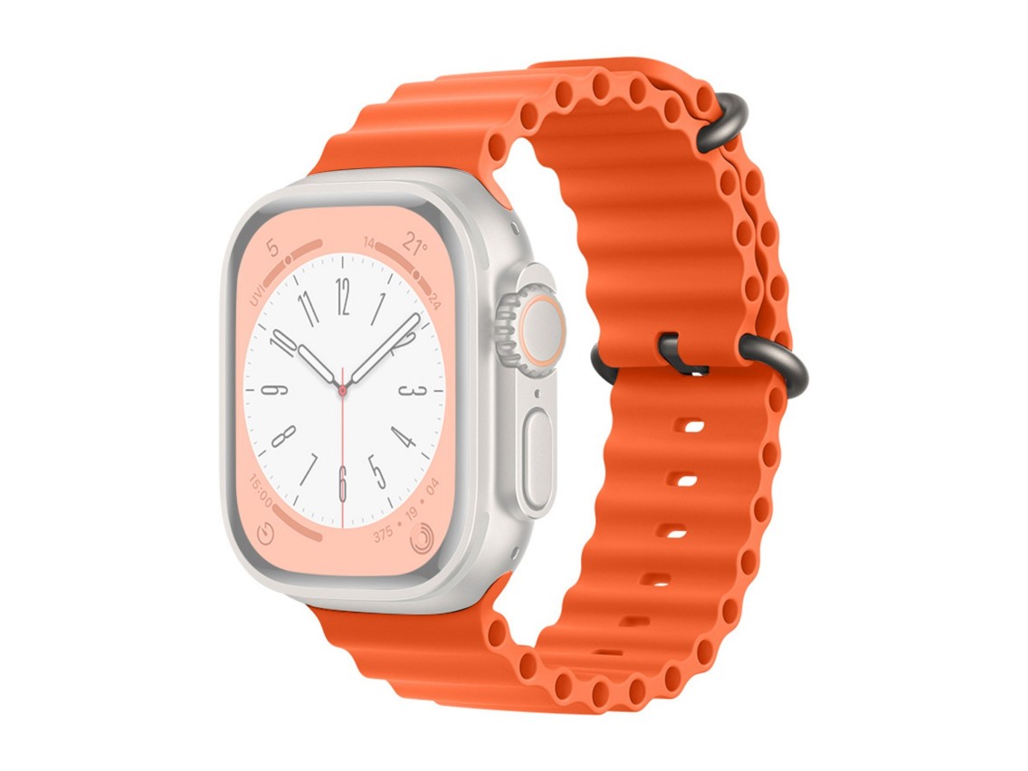 Techancy Orange Silicone Strap KC2122, Compatible with Apple Watch 42mm/44mm/45mm/49mm, Soft Silicon