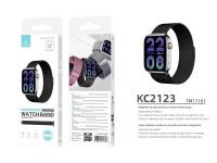 Techancy Black Magnetic Metal Band KC2123, Replacement Band, Compatible with Apple Watch Series: 49m
