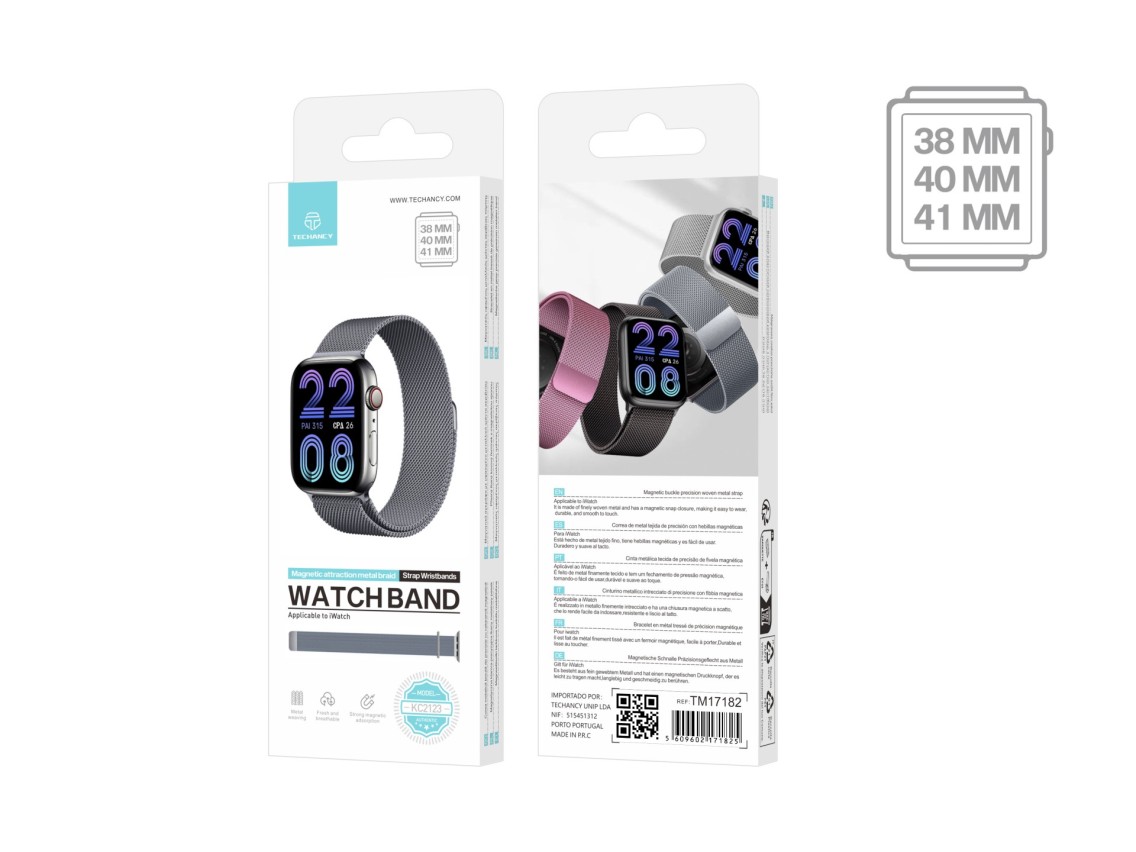 Techancy Gray Magnetic Metal Band KC2123, Replacement Band, Compatible with Apple Watch Series: 38mm