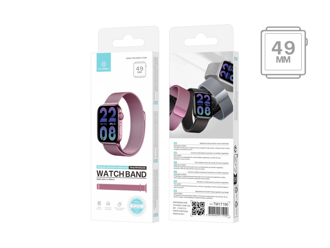 Techancy Faixa Metálica Magnética Rosa KC2123, Faixa De Substituição, Compatível Com Apple Watch Ser