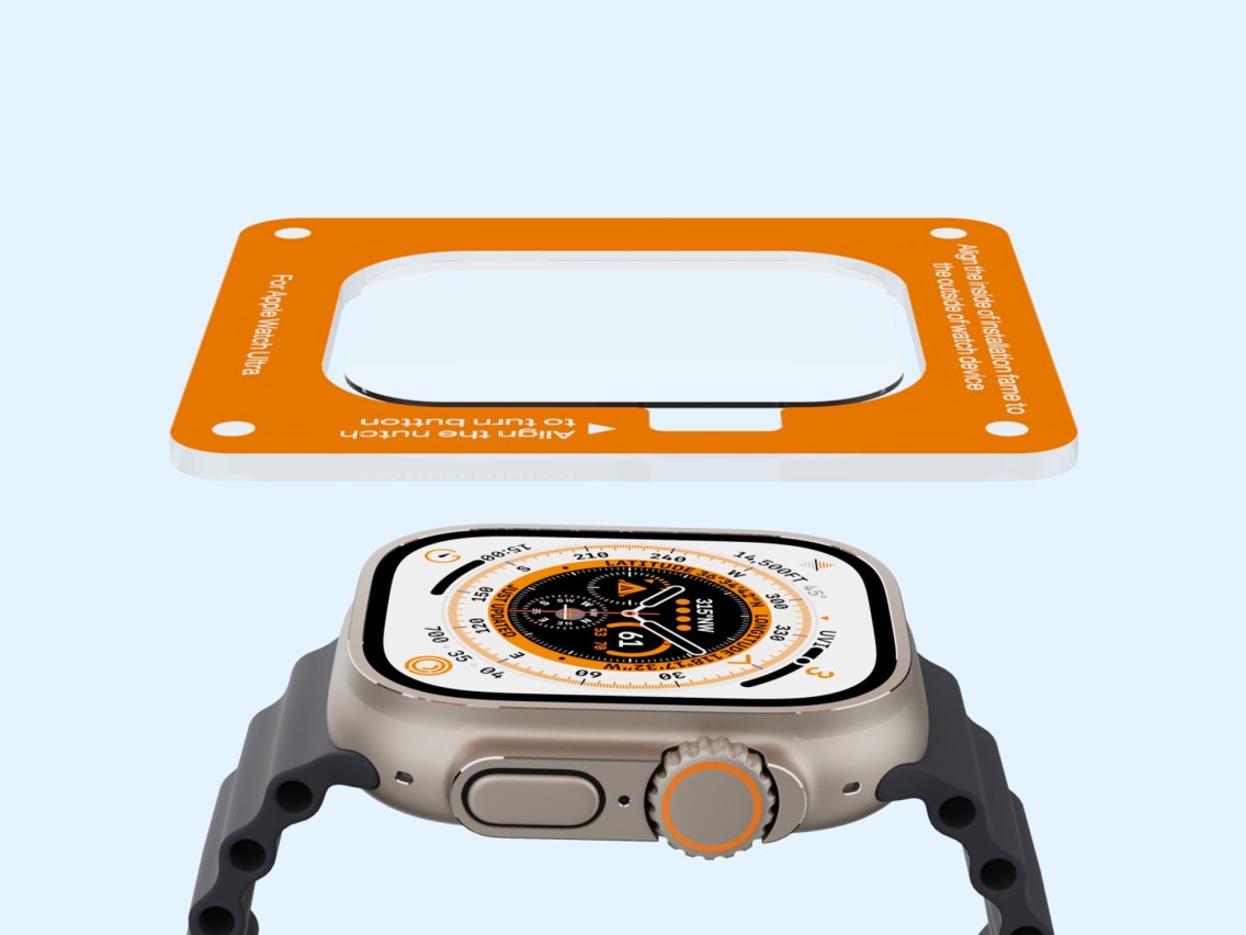 Techancy Protetor De Ecrã De Vidro Temperado KC2124, Compatível Com Apple Watch Ultra 49 Mm, Superfí
