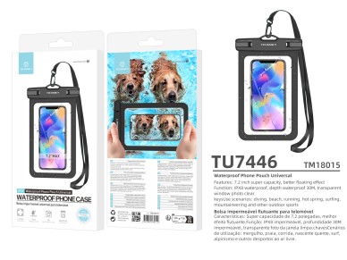 Techancy Bolsa Para Telem�vel � Prova De �gua TU7446, 7,2 Pol. Profundamente � Prova De �gua, Preto