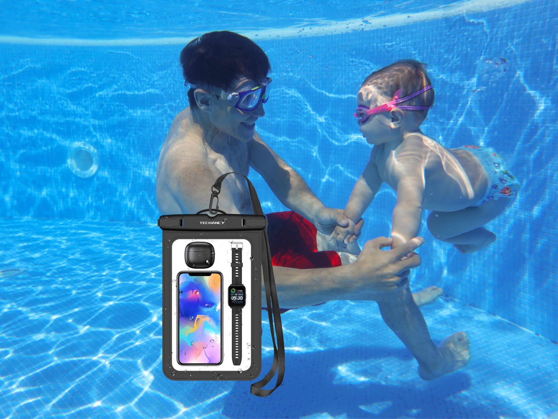 Techancy Waterproof Cell Phone Case TU7446, 8.9
