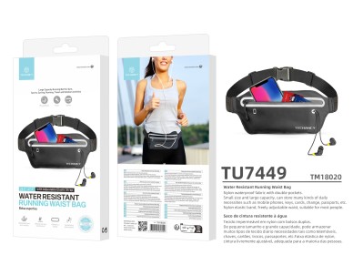 Riñonera deportiva Techancy TU7450, cintura elástica ajustable, funda para teléfono d