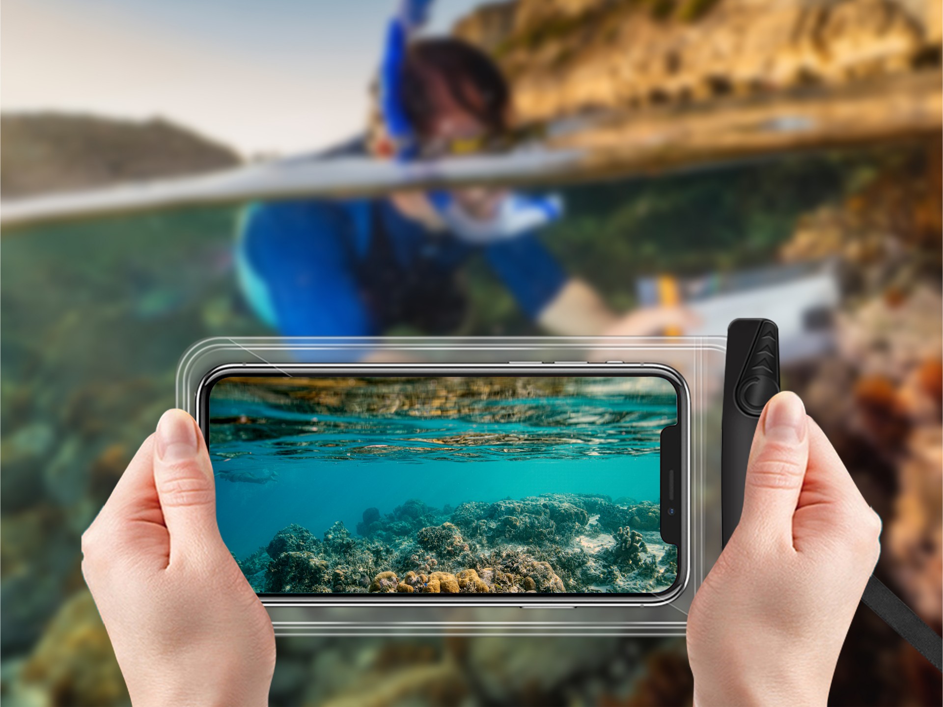 Techancy Bolsa Para Telemóvel À Prova De Água De 7,0 Polegadas Da TU7451 À Prova De Água Ipx8, Fotos