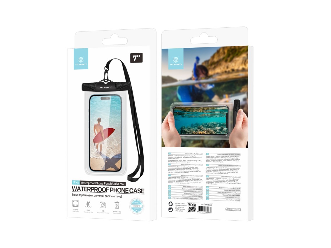 Techancy Bolsa Para Telemóvel À Prova De Água De 7,0 Polegadas Da TU7451 À Prova De Água Ipx8, Fotos
