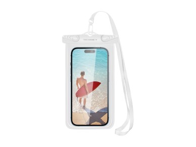 Techancy Mobile Phone Pouch À TU7451 7.0 Inch Waterproof Ipx8 Waterproof, Clear Photos, White
