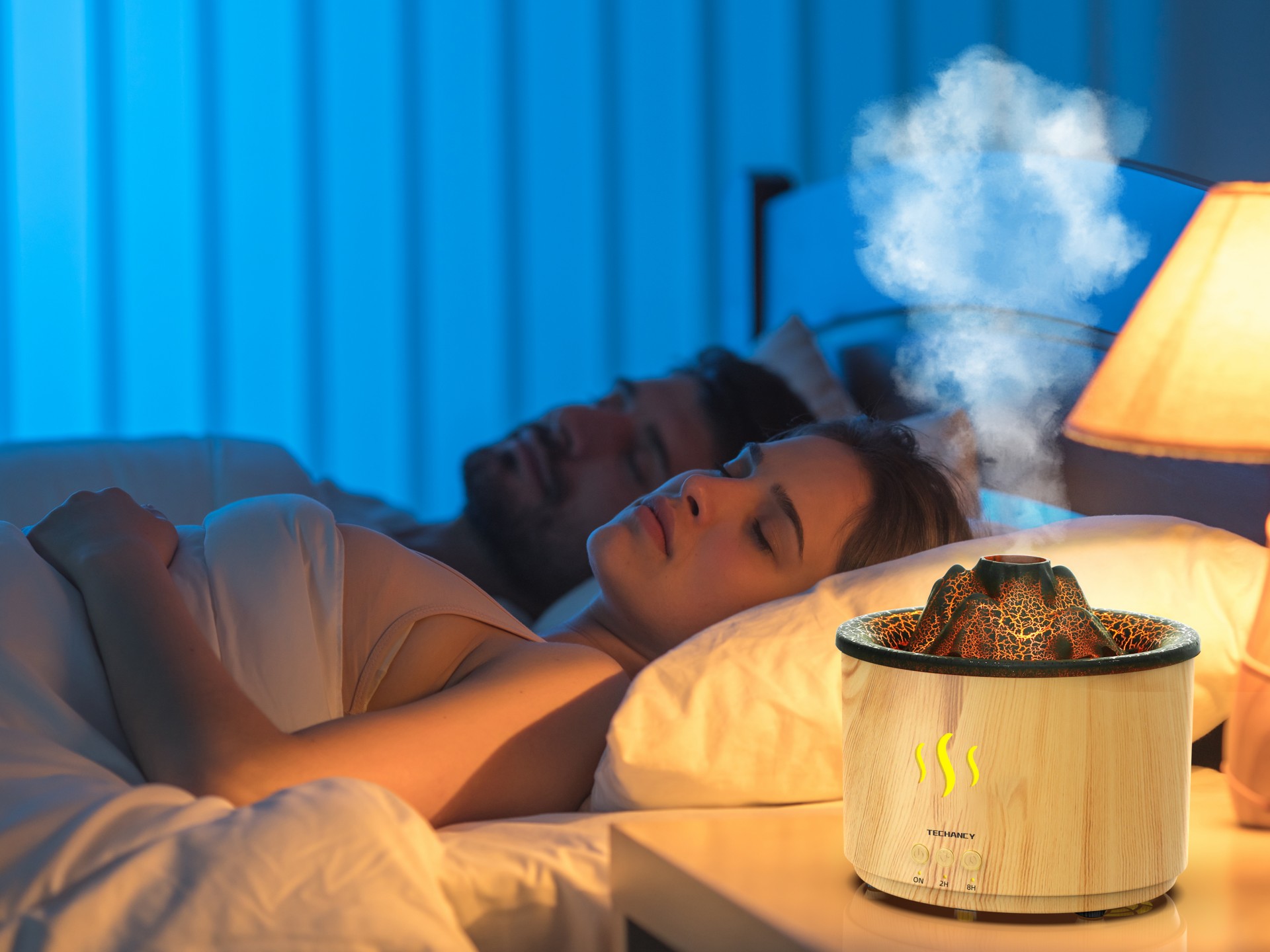 Techancy Aroma Humidifier with Remote Control LD3916, Faux Wood Texture Design for Living Room/Bedro