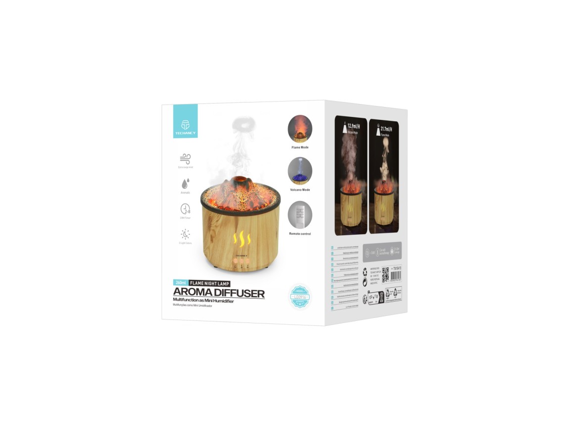 Techancy Aroma Humidifier with Remote Control LD3916, Faux Wood Texture Design for Living Room/Bedro
