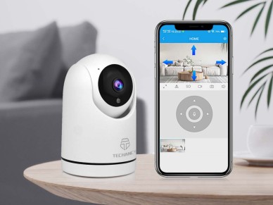 Techancy C�mara De Vigil�ncia Sem Fios Branca SH042, 360� Interior, Vis�o Nocturna Hd 1080p, �udio B
