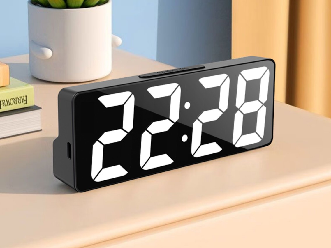 Techancy Despertador Multifunções Led Preto MC1500, Com Relógio, Data, Alarme, Ecrã De Temperatura E