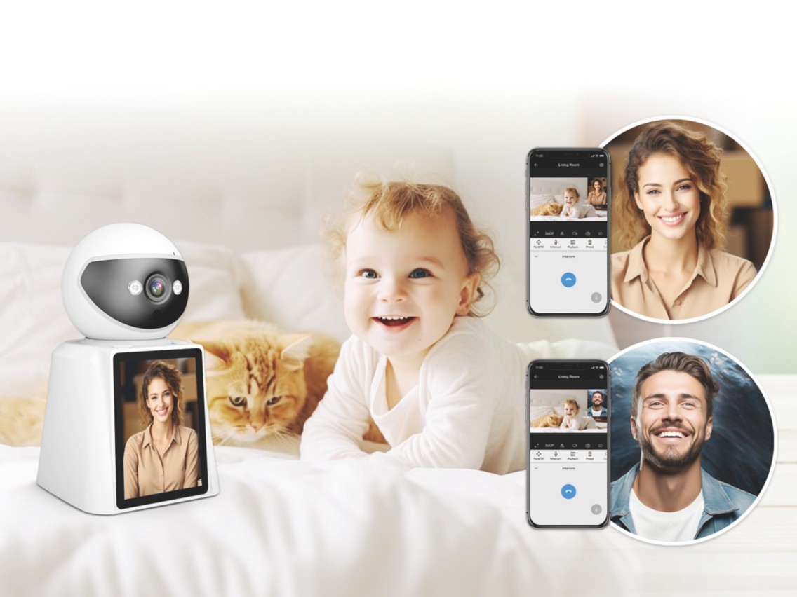 Techancy SH043 Smart Camera with Screen, 1080P, 360 Rotation, Night Vision, Two-Way Voice and Video