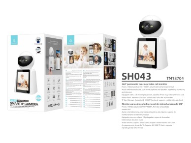 Techancy SH043 Câmara Inteligente com Ecrã, 1080P, Rotação 360°, Visão Techancy SH043 Câmara Inteligente com Ecrã, 1080P, Rotação 360°, Visão