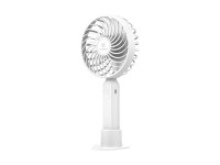 Techancy KL7300 White Handheld Portable Fan, Adjustable to 3 Speeds, with Stand for Use on a Desk
