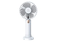 Techancy KL7304 White Handheld Portable Fan, Adjustable to 3 Speeds, with Stand for Use on a Desk