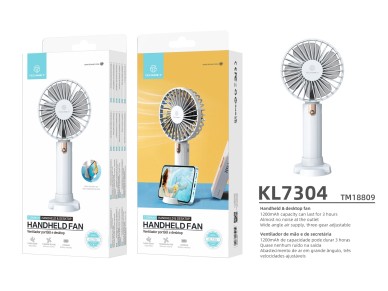 Ventilador portátil Techancy KL7304 blanco, ajustable a 3 velocidades, con soporte para escrito