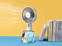 Techancy KL7304 White Handheld Portable Fan, Adjustable to 3 Speeds, with Stand for Use on a Desk Techancy KL7304 White Handheld Portable Fan, Adjustable to 3 Speeds, with Stand for Use on a Desk