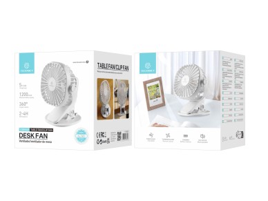 Ventilador con clip Techancy KL7305 blanco para usar en el escritorio y el automóvil, bater