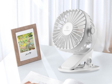 Ventilador con clip Techancy KL7305 blanco para usar en el escritorio y el automóvil, bater