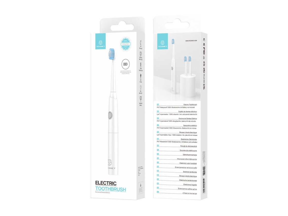 Techancy Escova De Dentes Eléctrica Branca KH6200, Limpa Dentes Com Vibração, Cabeça De Escova Subst